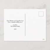 Der Schneemann auf der Weihnachtspostkarte Feiertagspostkarte (Rückseite)