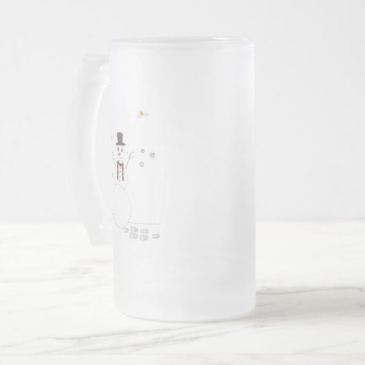 Der Schneemann Mattglas Bierglas (Vorderseite Links)