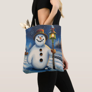 Der Schneemann trägt die Lampe und wandert nachts  Tasche