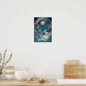 Der Schneeschuhhase | Winterschneeabend im Wald Poster (Küche)