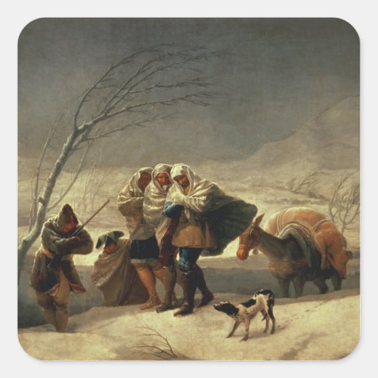 Der Schneesturm, 1786-87 Quadratischer Aufkleber (Vorderseite)