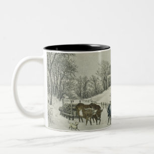 Der Schneesturm Currier & Ives Zweifarbige Tasse