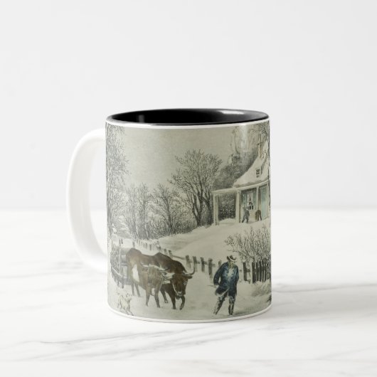 Der Schneesturm kurrier & ives Zweifarbige Tasse (Vorderseite Links)