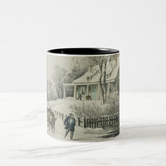 Der Schneesturm kurrier & ives Zweifarbige Tasse (Mittel)
