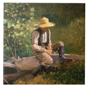 Der schnitzende Junge (von Winslow Homer) Fliese