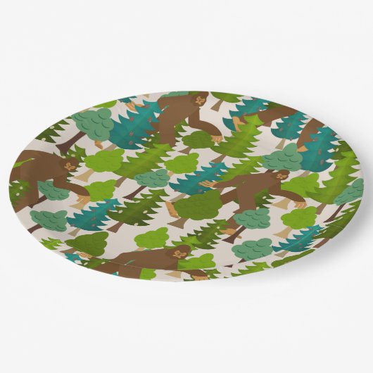 Der schöne Bigfoot im Wald Pappteller (Schrägansicht)