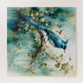 Der schöne Blaue Vogel sitzt in einem Baum Puzzle (Horizontal)
