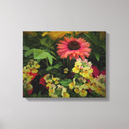 Der schöne Blumengarten im Schwarzen Vignette Lein Leinwanddruck