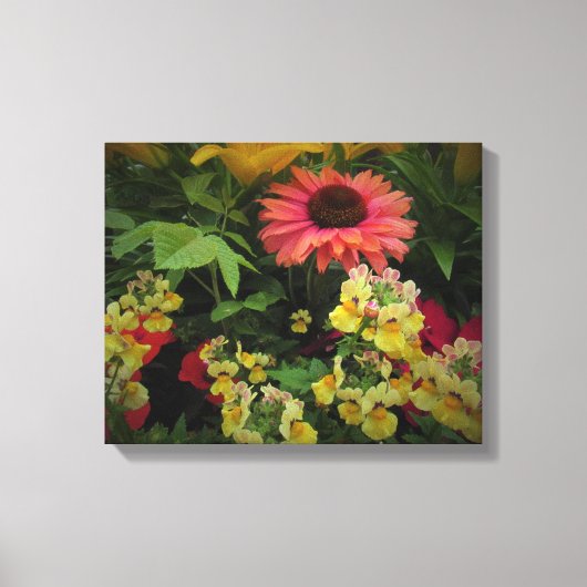 Der schöne Blumengarten im Schwarzen Vignette Lein Leinwanddruck (Vorderseite)