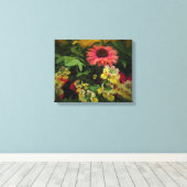 Der schöne Blumengarten im Schwarzen Vignette Lein Leinwanddruck (Insitu (Holzboden))