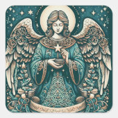Der schöne Engel unter den Sternen Quadratischer Aufkleber (Vorderseite)