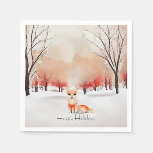 Der schöne Fox im Schneewald Serviette