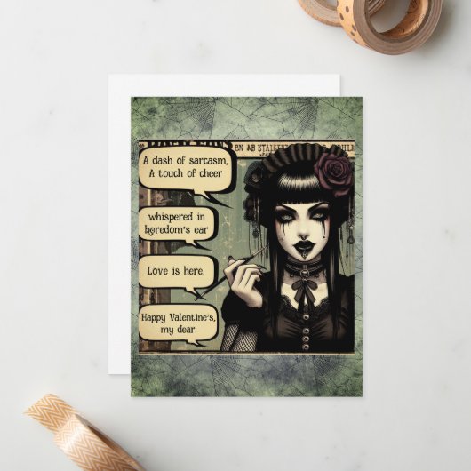 Der schöne Goth Girl Valentine's Day Mitteilungskarte (Vorderseite/Rückseite Beispiel)
