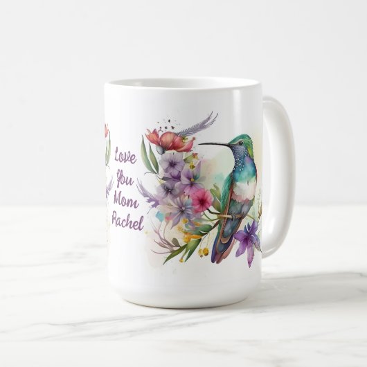 Der schöne Hummingvogel und die Blume Kaffeetasse (VorderseiteRechts)