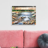 Der schöne klare Bach strömt Wasserfelsen Leinwanddruck (Insitu (Wohnzimmer))