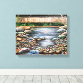 Der schöne klare Bach strömt Wasserfelsen Leinwanddruck (Insitu (Holzboden))