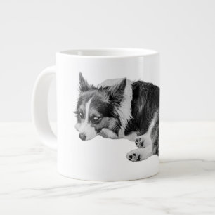 Der schöne Korgi in Schwarz und Weiß Jumbo-Tasse