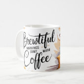 Der schöne Morgen beginnt mit der Tasse des Kaffee (Vorderseite Links)