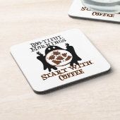 Der schöne Morgen beginnt mit Kaffee.w Getränkeuntersetzer (Linke Seite)