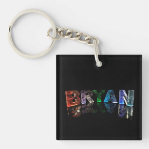 Der schöne Name Bryan in 3D-Leuchten Schlüsselanhänger