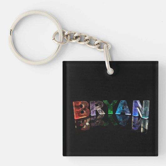 Der schöne Name Bryan in 3D-Leuchten Schlüsselanhänger (Vorderseite)