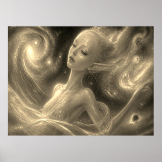 Der schöne Träumer, der im Weltraum schwebt Wand Poster