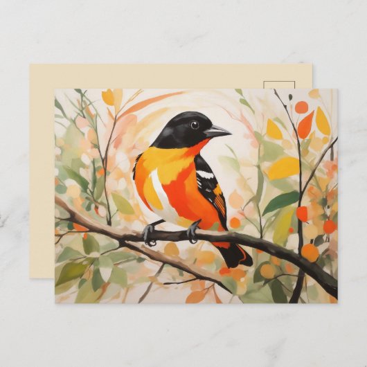 Der schöne Vogel Baltimore Oriole von Springtime N Postkarte (Vorne/Hinten)