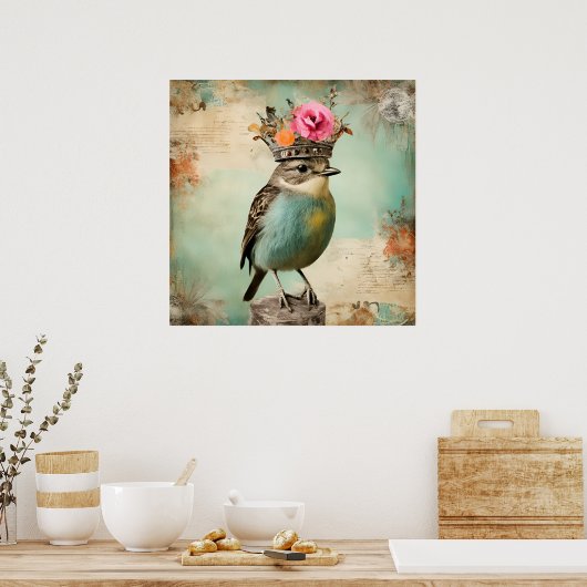 Der schöne Vogel in einer Kronkolonie Poster (Küche)