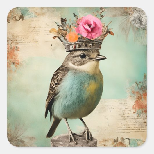 Der schöne Vogel in einer Kronkolonie Quadratischer Aufkleber (Vorderseite)