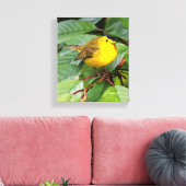 Der schöne Wilson's Warbler im Kirschbaum Leinwanddruck (Insitu (Wohnzimmer))