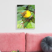 Der schöne Wilson's Warbler im Kirschbaum Leinwanddruck (Insitu (Wohnzimmer))
