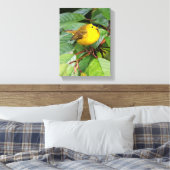 Der schöne Wilson's Warbler im Kirschbaum Leinwanddruck (Insitu (Schlafzimmer))