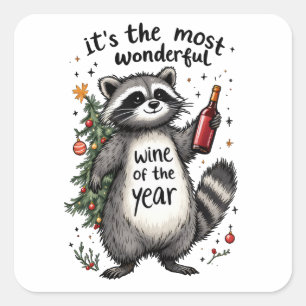 Der schönste Wein des Jahres Raccoon Quadratischer Aufkleber