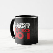 "Der Schrecken bleibt" Tasse (Vorderseite Links)