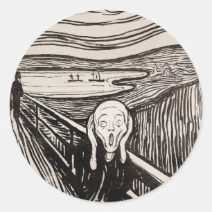 Der Schrei (1895) Edvard Munch Woodcut Fine Art Runder Aufkleber