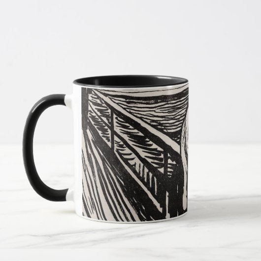 Der Schrei (1895) Edvard Munch Woodcut Fine Art Tasse (Links)