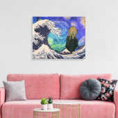 Der Schrei an der großen Welle starrt Nacht Leinwanddruck (Insitu (Wohnzimmer))