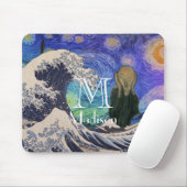 Der Schrei an der großen Welle starrt Nacht Mousepad (Mit Mouse)