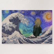 Der Schrei an der großen Welle starrt Nacht