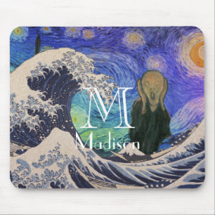 Der Schrei bei Die große Welle Sternennacht Mousepad