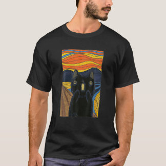 Der Schrei Black Cat Parody Funny Cat Parody Art P T-Shirt