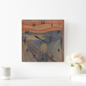 Der Schrei der Natur von Edvard Munch 1893 Quadratische Wanduhr (Zuhause)