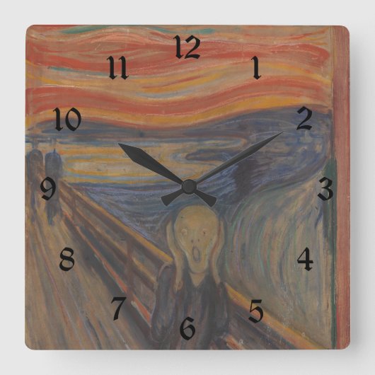 Der Schrei der Natur von Edvard Munch 1893 Quadratische Wanduhr (Vorderseite)
