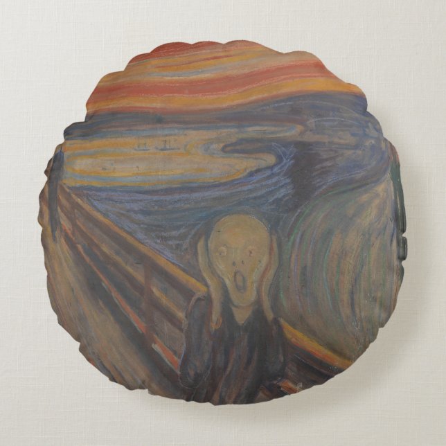 Der Schrei der Natur von Edvard Munch 1893 Rundes Kissen (Vorderseite)