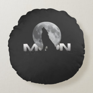 der Schrei des Wolfes unter dem Vollmond Rundes Kissen