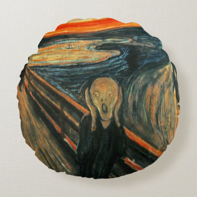 Der Schrei Edvard Munch Moderne expressionistische Rundes Kissen (Vorderseite)