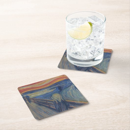 Der Schrei, Edvard Munch Rechteckiger Pappuntersetzer (Vor Ort)