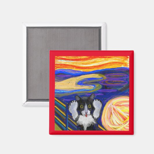 Der Schrei, FI Art by Munch, Parody Cat Art Magnet (Vorderseite/Rückseite)