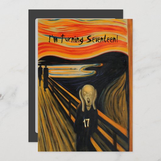 Der Schrei - Funny 17. Geburtstag Einladung (Vorne/Hinten)