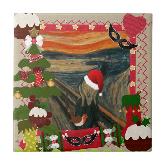 der Schrei hässlich Weihnachten Fliese (Vorderseite)